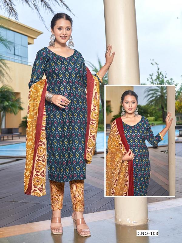 SC Sky Gold Vol-1 – Ajrak Special Kurti Pant With Dupatta